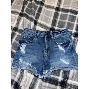 Wax Jean Collection Blue Ripped Jean Shorts Women's Size Small H4
